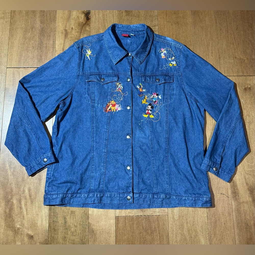 Disney The Bradford Exchange Embroidered Characters Denim Jacket Women’s Size 2X